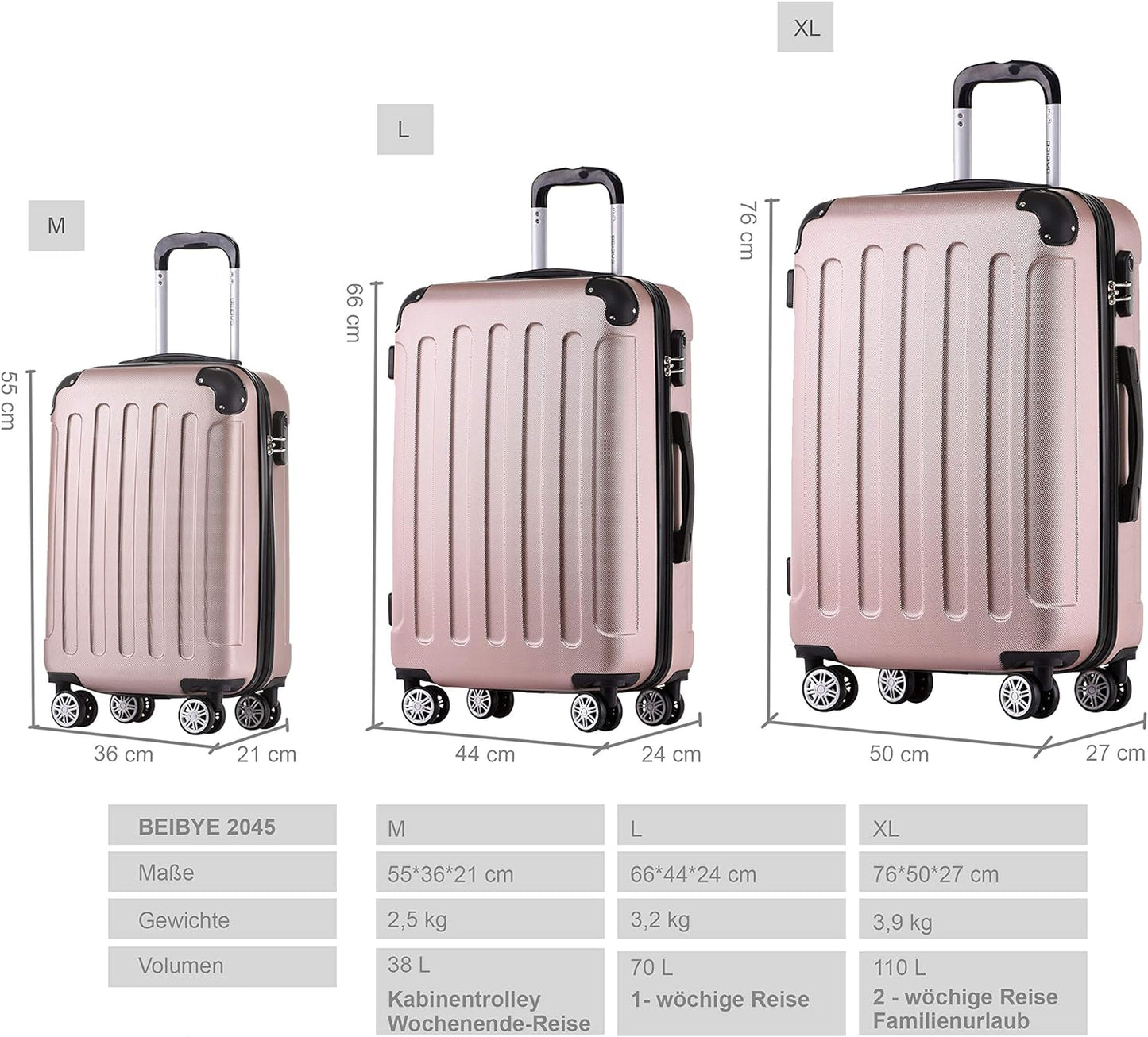 Kofferset 2045, Rosa Gold