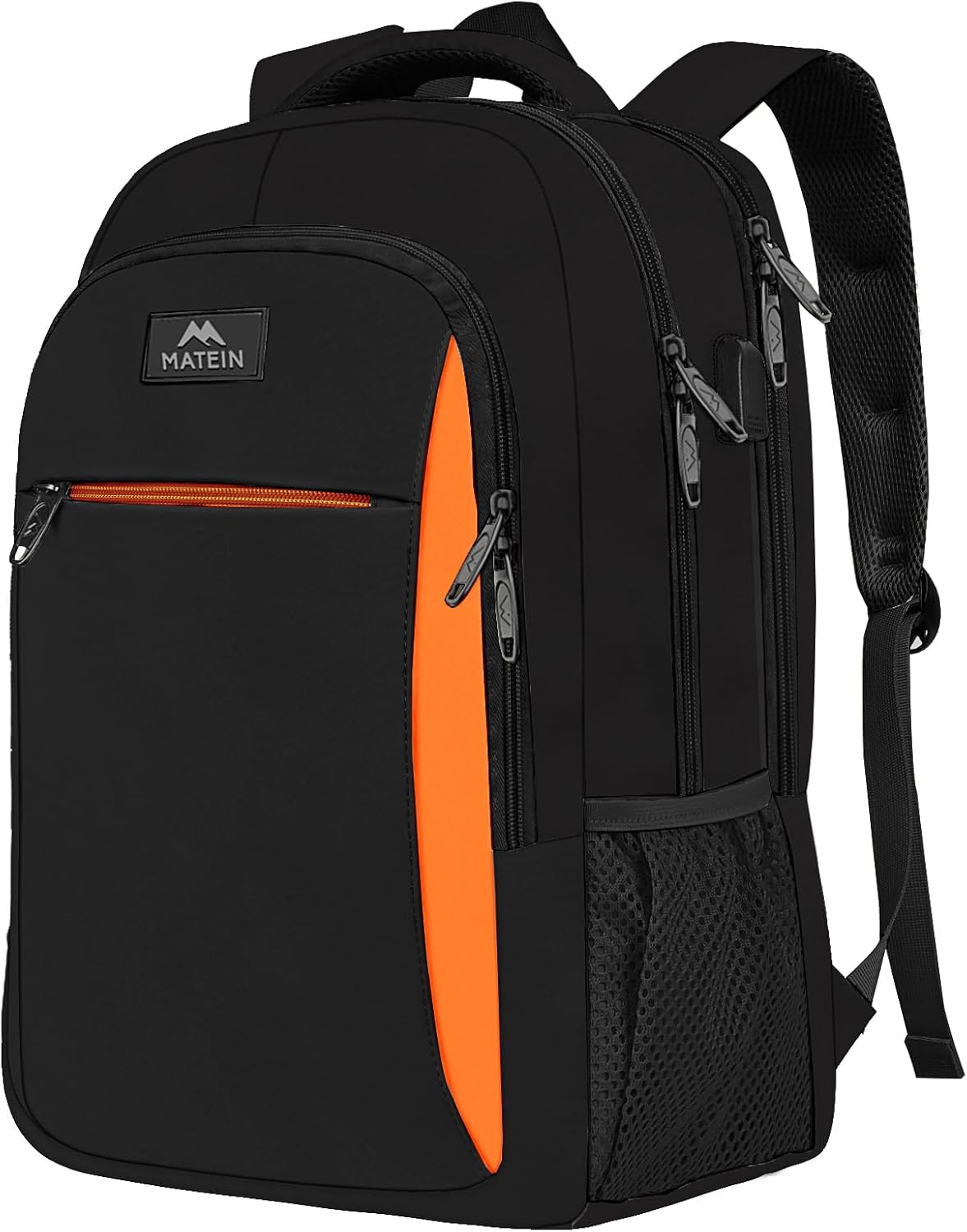 Schulrucksack mit Laptopfach, 17,3 Zoll Schwarzorange