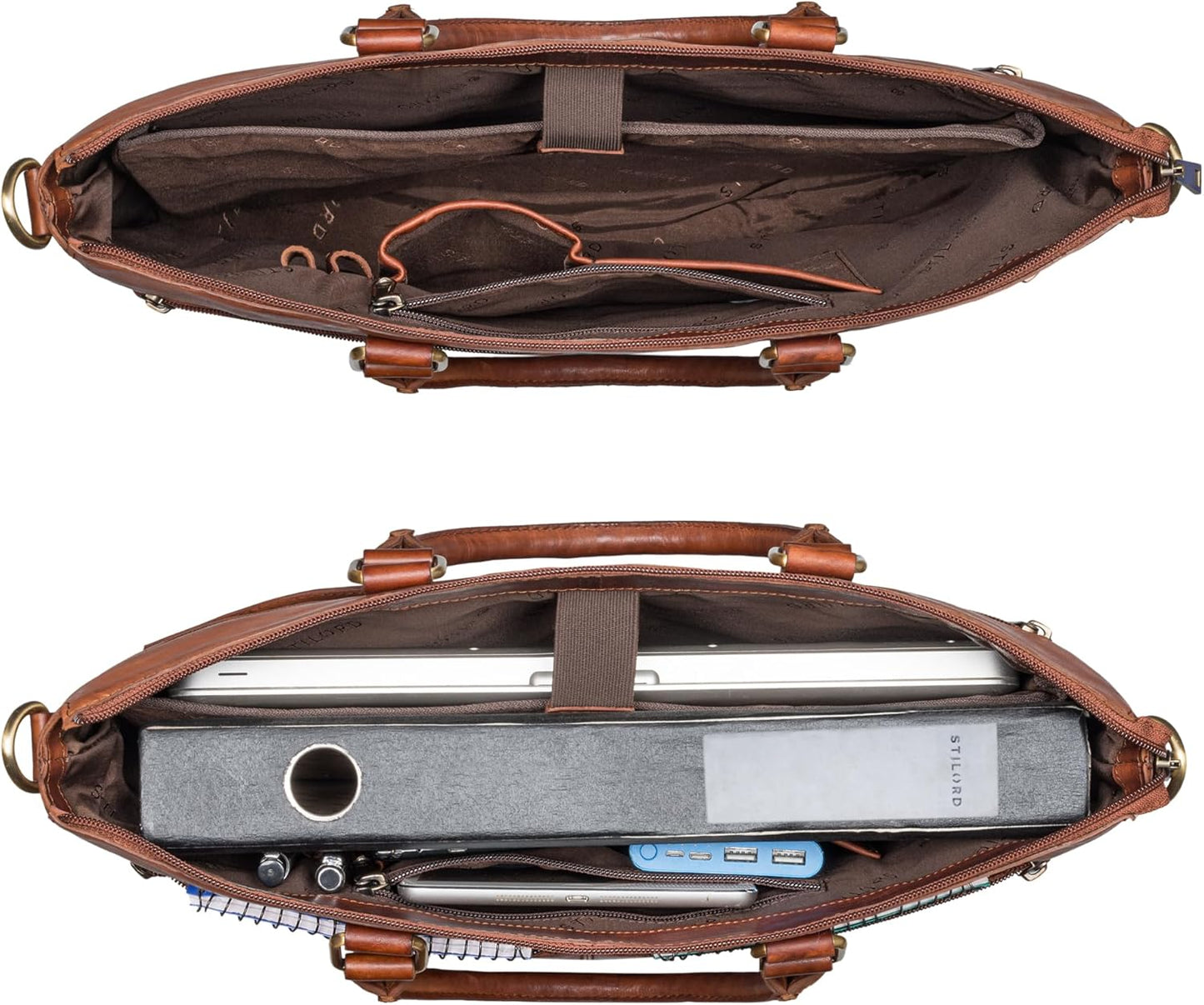 Business Vintage Laptoptasche Bailey, L Brandy - Cognac