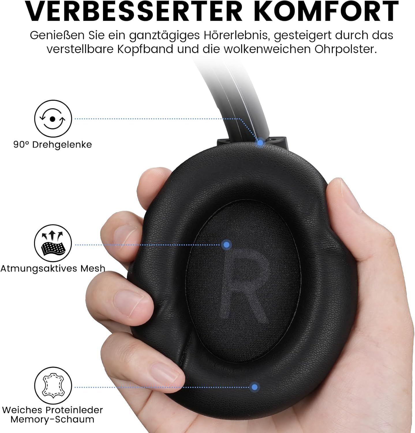 Y8+ Kabellose Over-Ear Kopfhörer, Schwarz