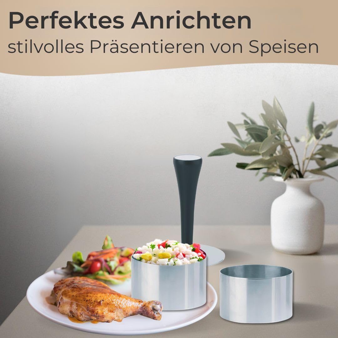 10-teiliges Dessertringe Set mit Presse