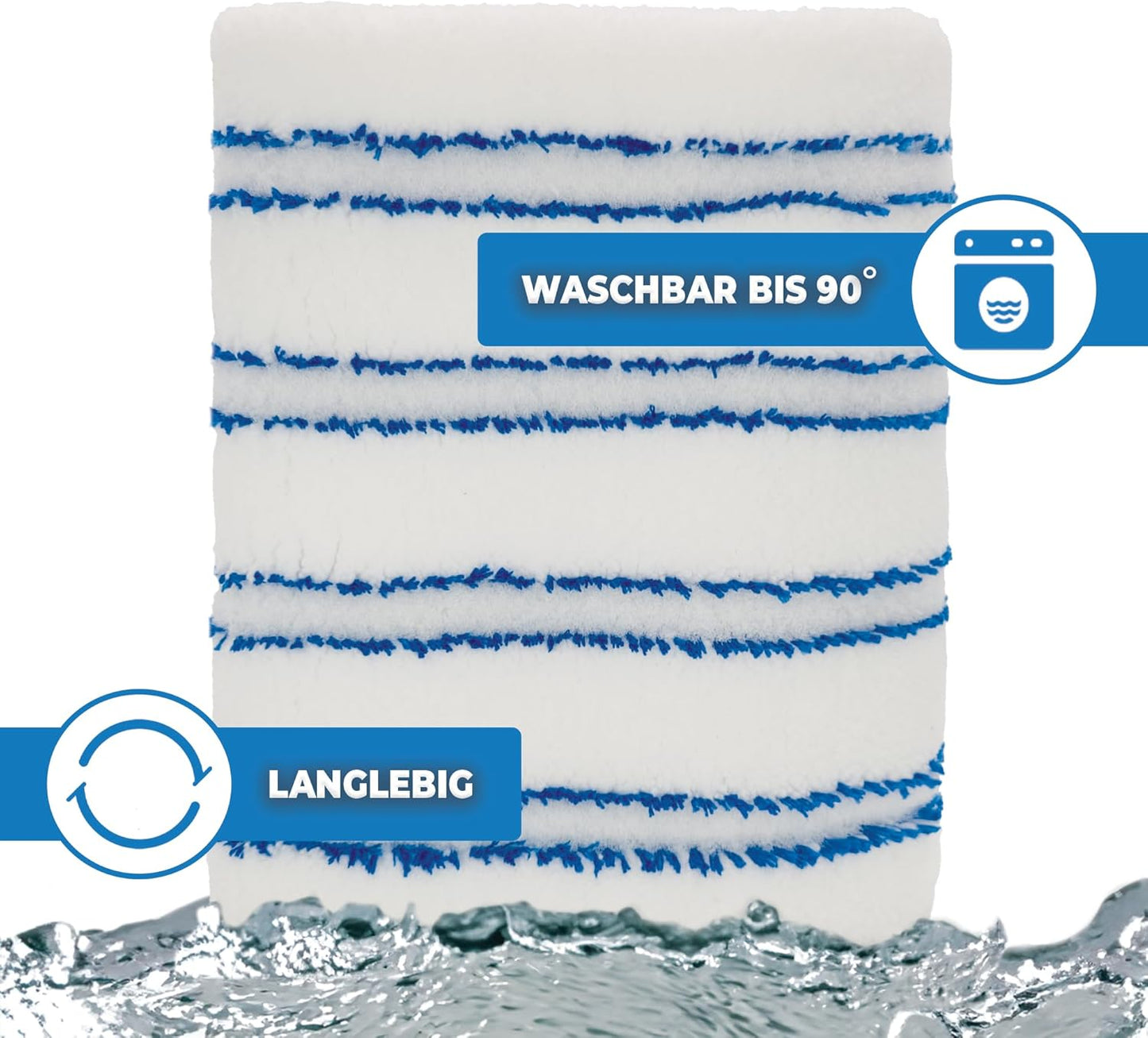 5 Stück Microfaser-Moppbezüge mit Abrasivstreifen (50cm), 5