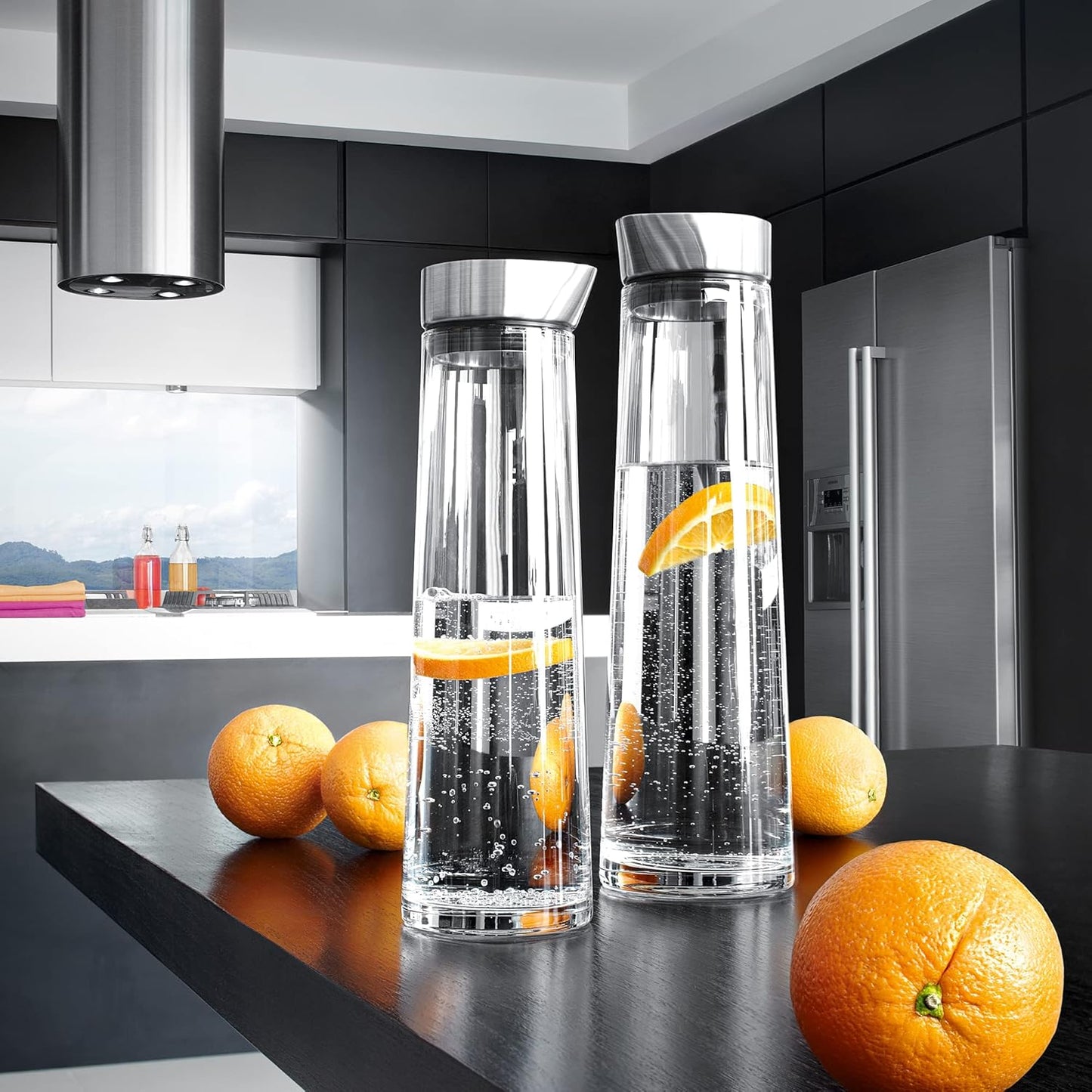 Wasserkaraffe mit Edelstahl-Deckel, 1000 ml