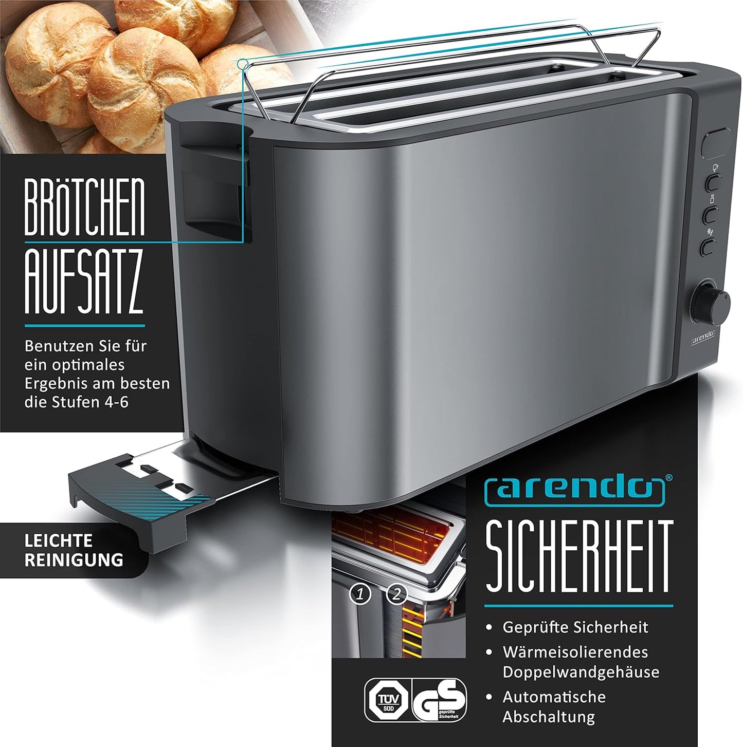 Frühstücks Set - Wasserkocher, Toaster und Eierkocher, A: Cool Grey