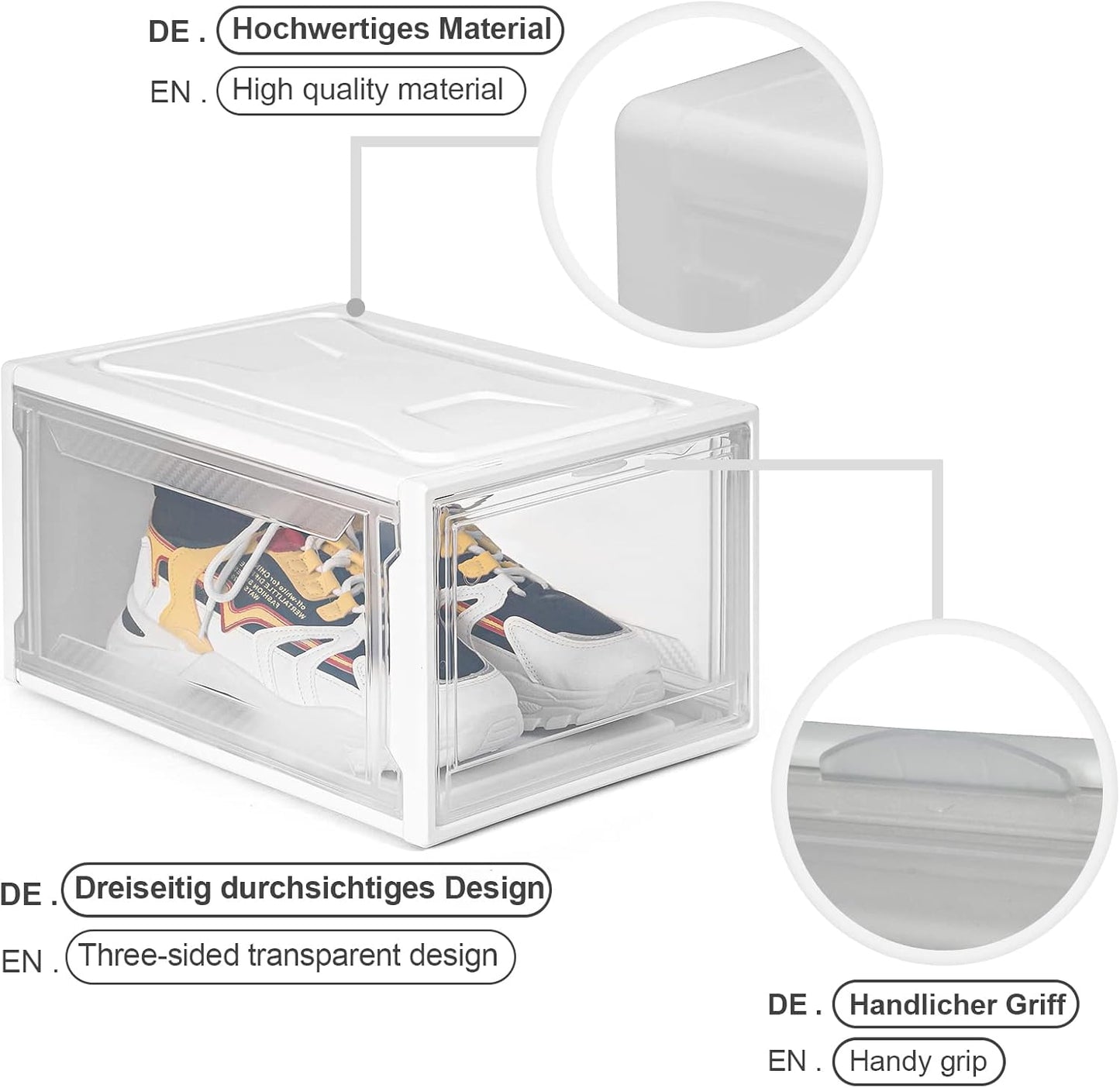 Stapelbare Schuhboxen-Set (3er Pack), 37 x 26 x 16 cm