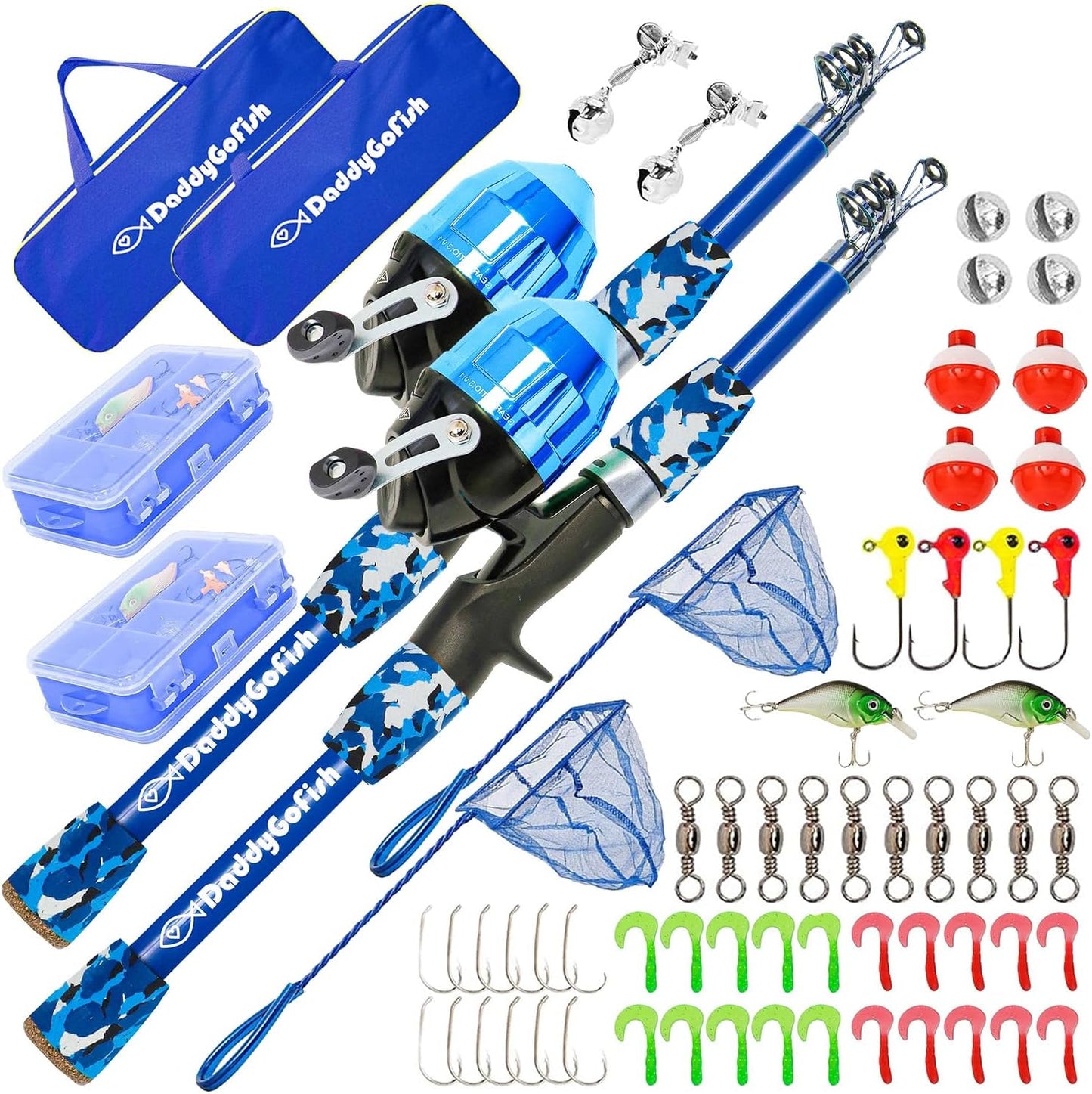 Angelset für Kinder, 2er-Pack, Einsteiger-Set, 2er-Pack – Blau + Blau (Essential Set) 4ft