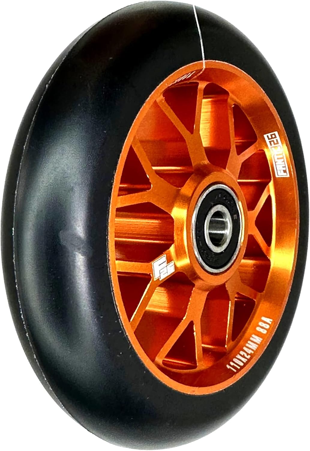 Stunt Scooter Rolle 110mm ABEC 11 Freestyle, Orange/Pu Schwarz