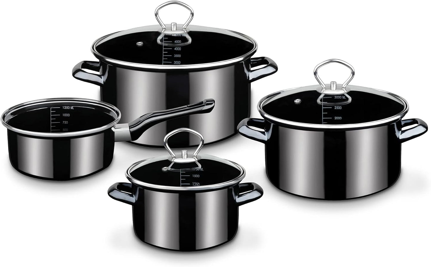 7-teiliges Kochtopf-Set Profi-Black-Star