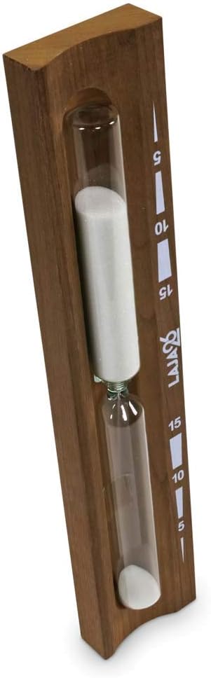 Sauna Sanduhr mit Holz-Drehgestell, Dunkel / Weiss