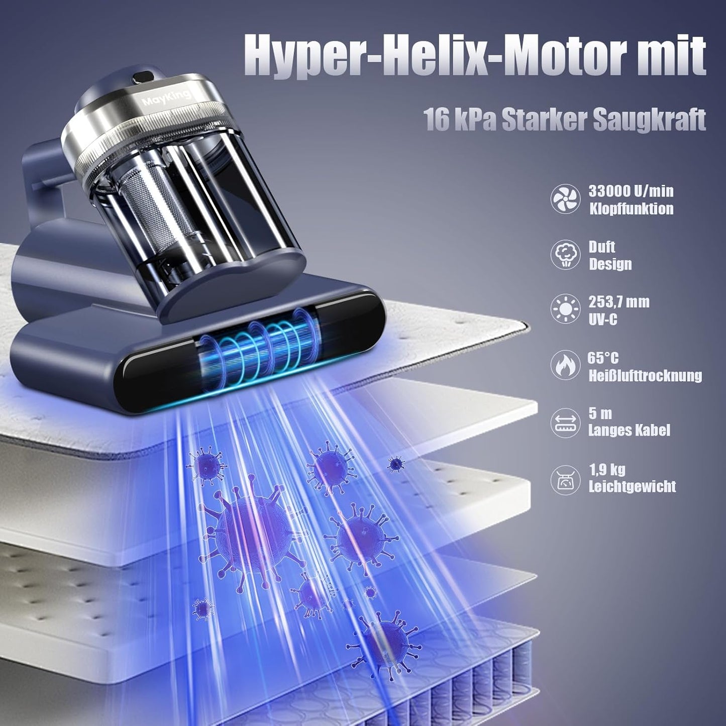 Matratzensauger mit UV-Licht & HEPA-Filter