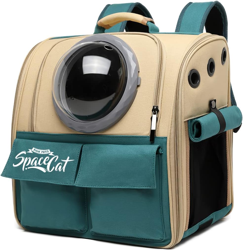 Haustierrucksack mit Sichtfenster, Khaki