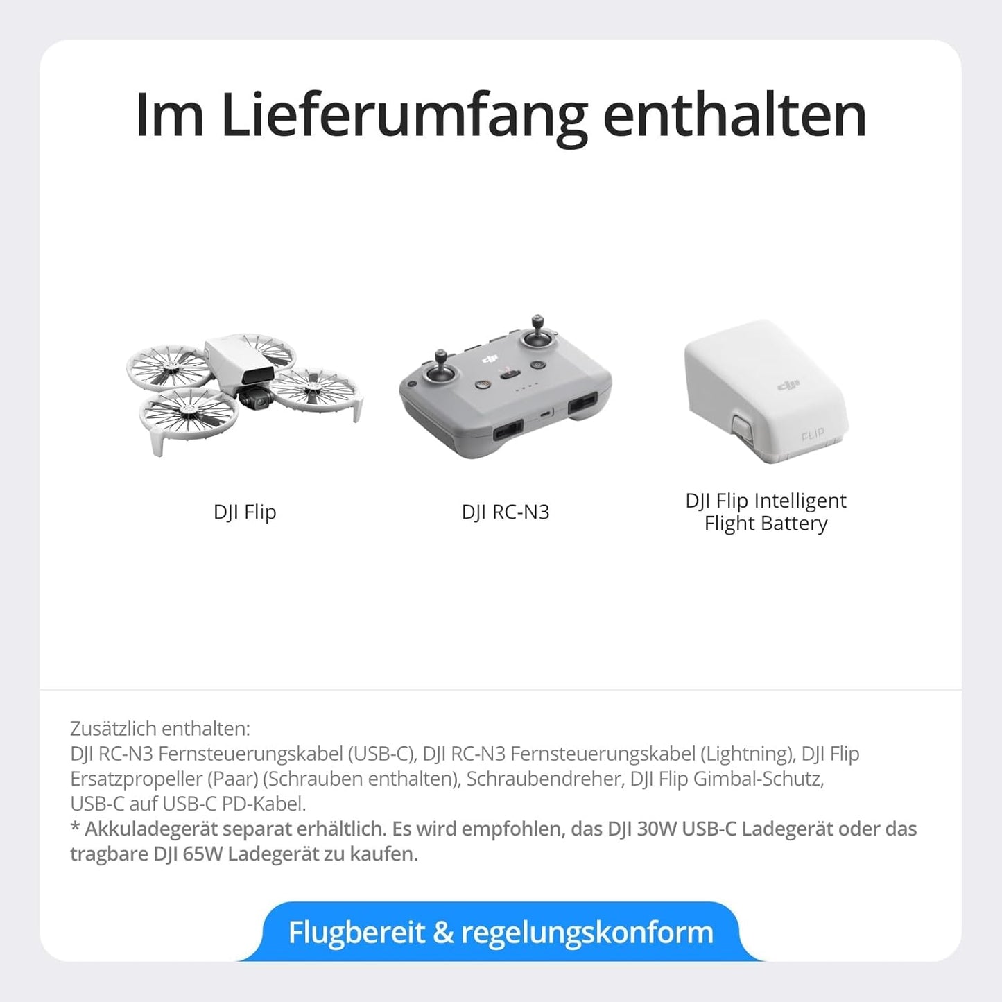 Flip Minidrohne mit 4K Kamera & Follow-Me Funktion, DJI Flip (RC-N3)