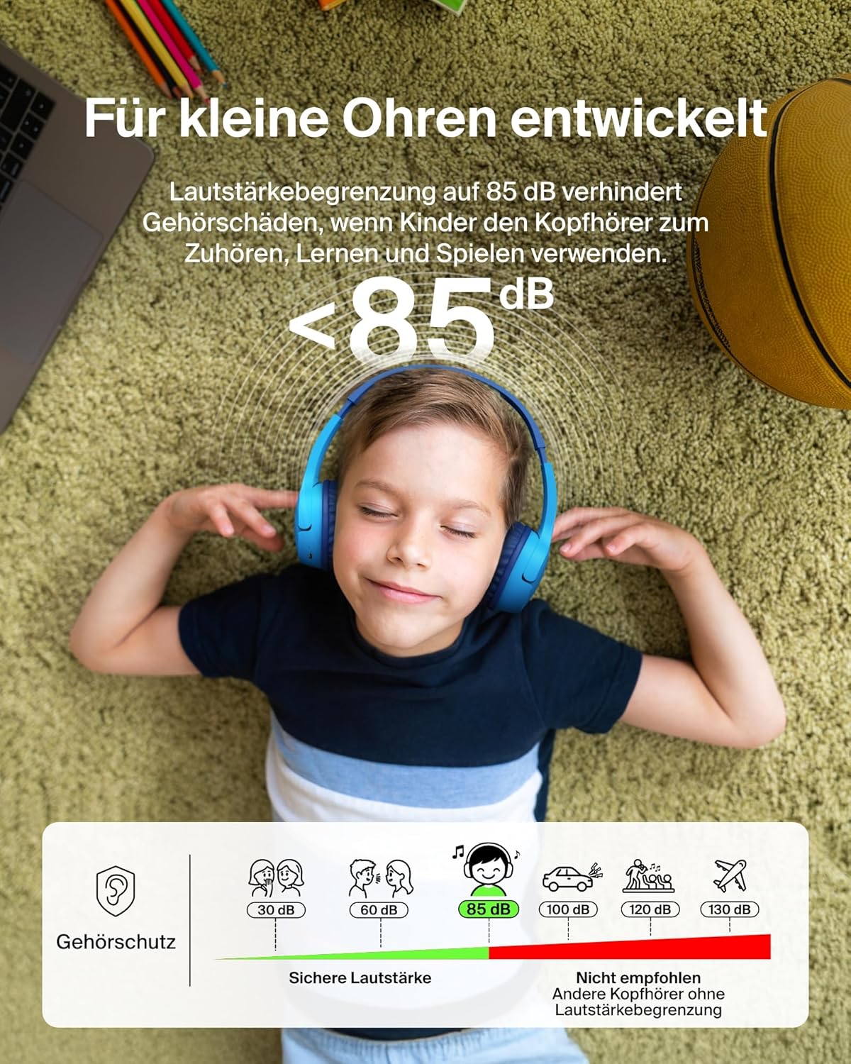 SoundForm Mini Kinderkopfhörer mit Mikrofon, Blau