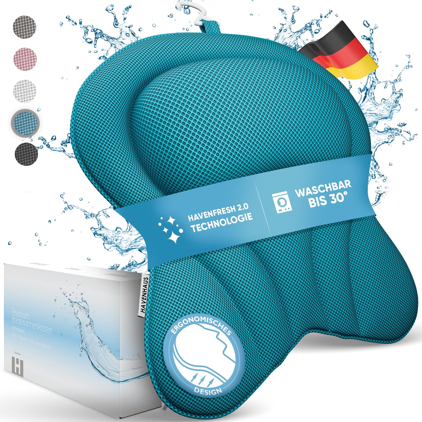 Badewannenkissen schnelltrocknend & waschbar, XX-Large Blau