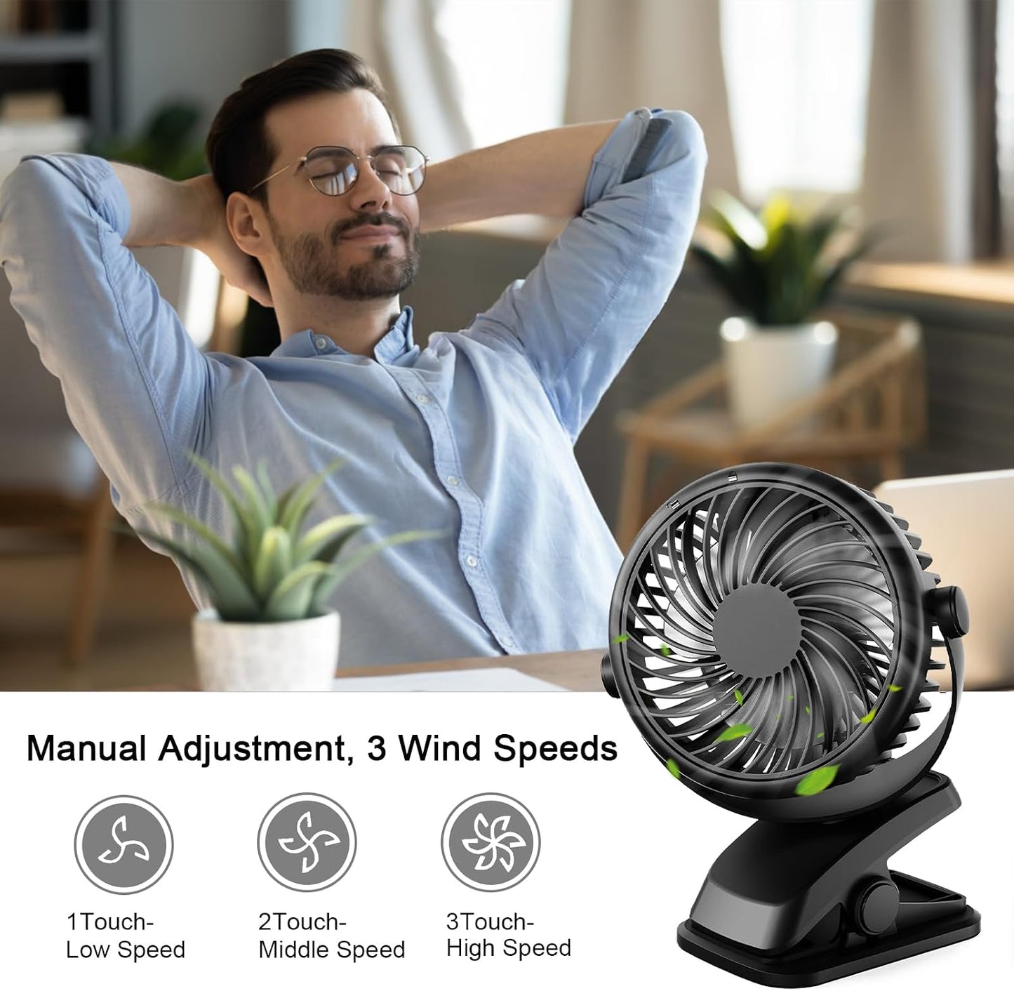 Mini Akku-Ventilator JD-199B mit Clip, 3 Geschwindigkeiten