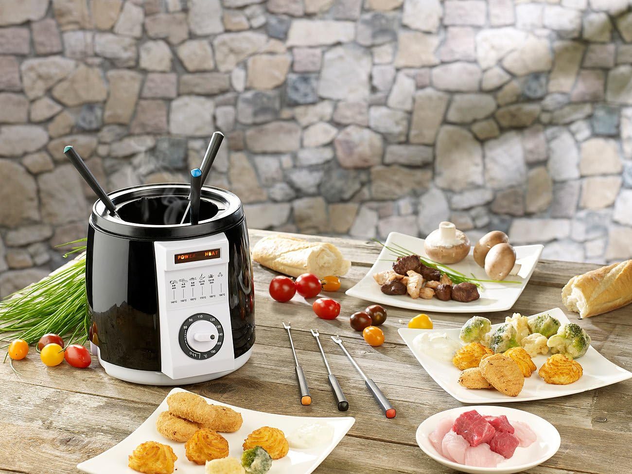 Mini-Fritteuse mit Fondue-Set