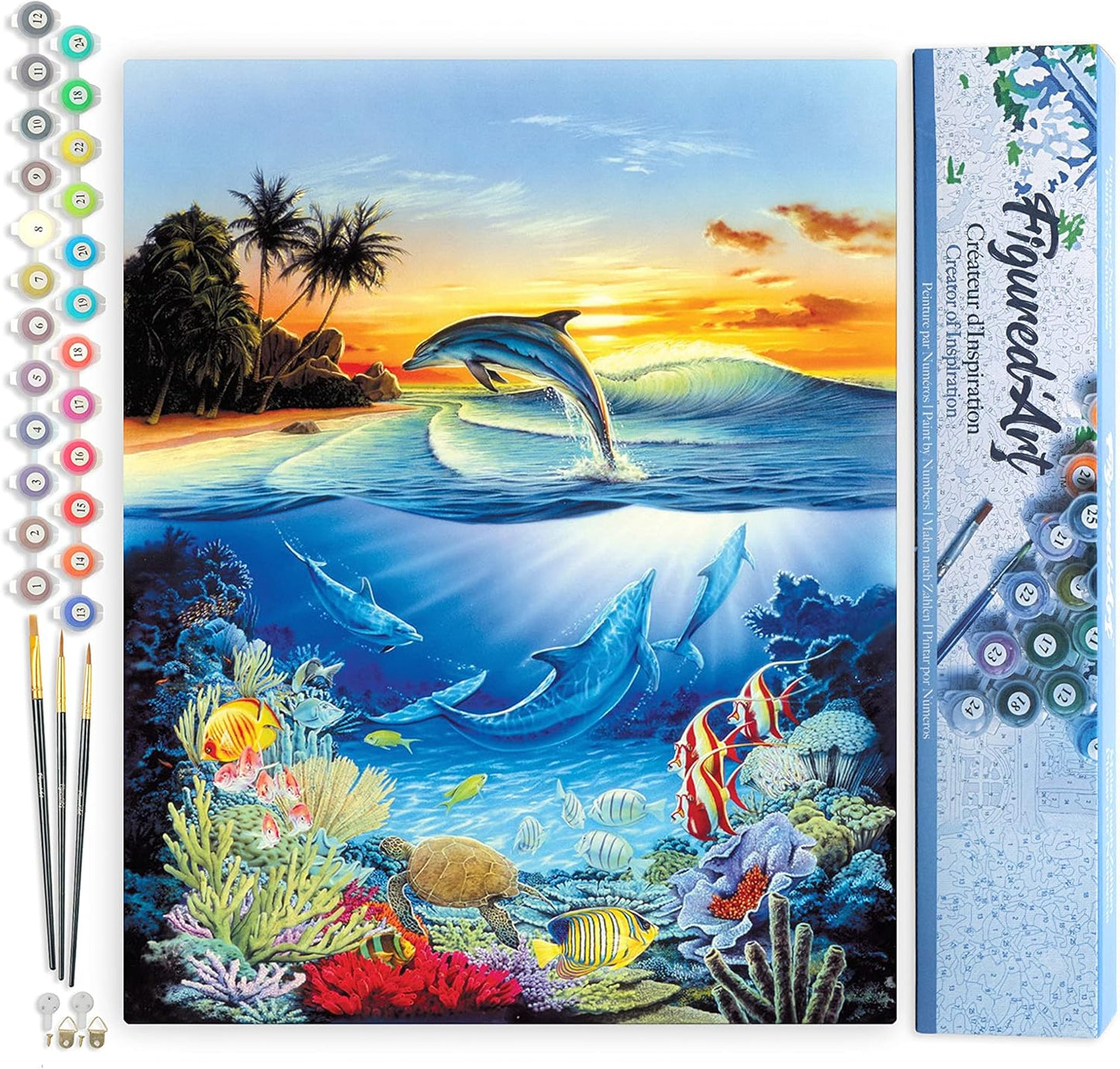 Malen-nach-Zahlen-Set - Bucht der Delfine, Bucht der Delfine 40x50cm (Ohne Rahmen)