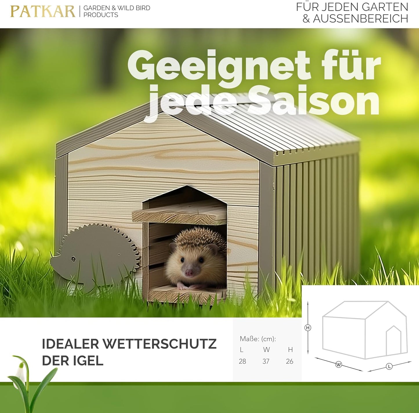 Igelhaus Winterfest mit Boden, Klein