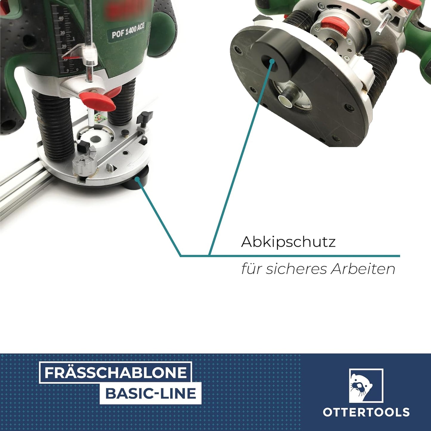 Frässchablone für rechteckige Ausschnitte (300x300mm), Frässchablone Basic 300 x 300