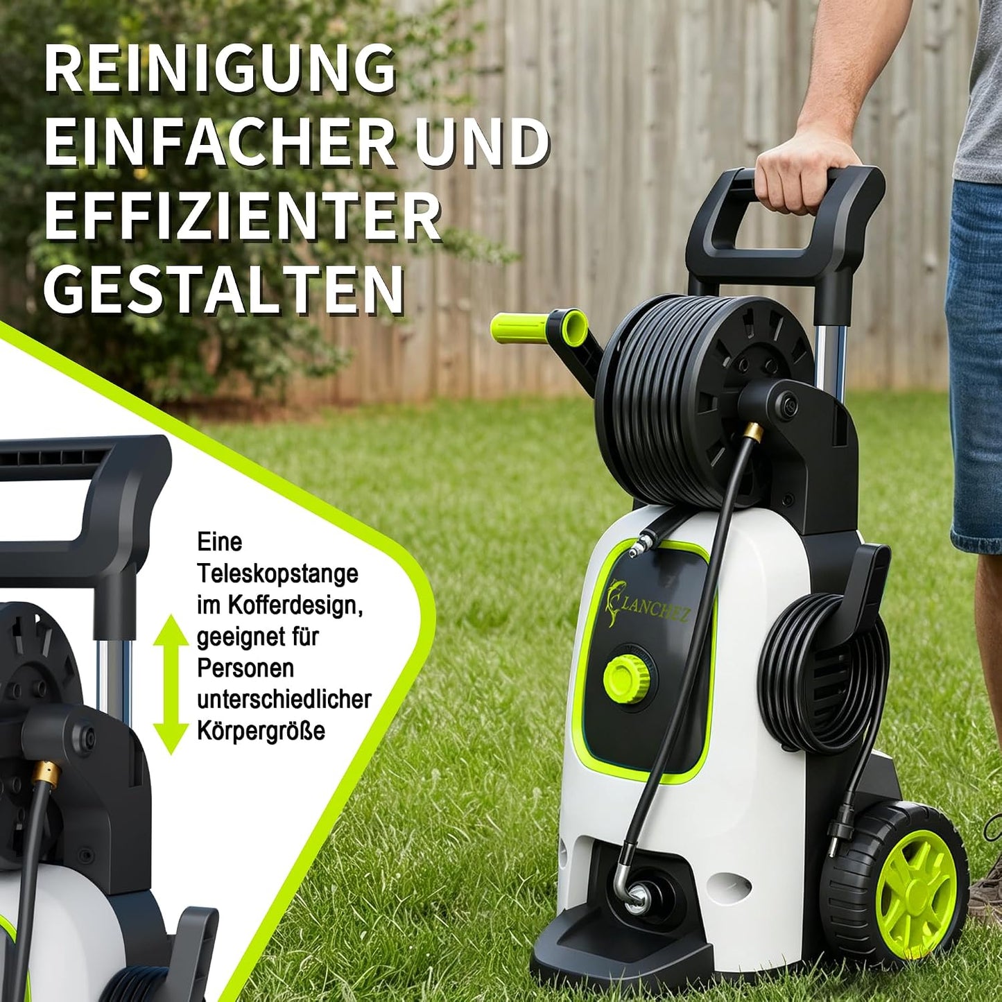 Hochdruckreiniger mit Zubehör-Set, Grün