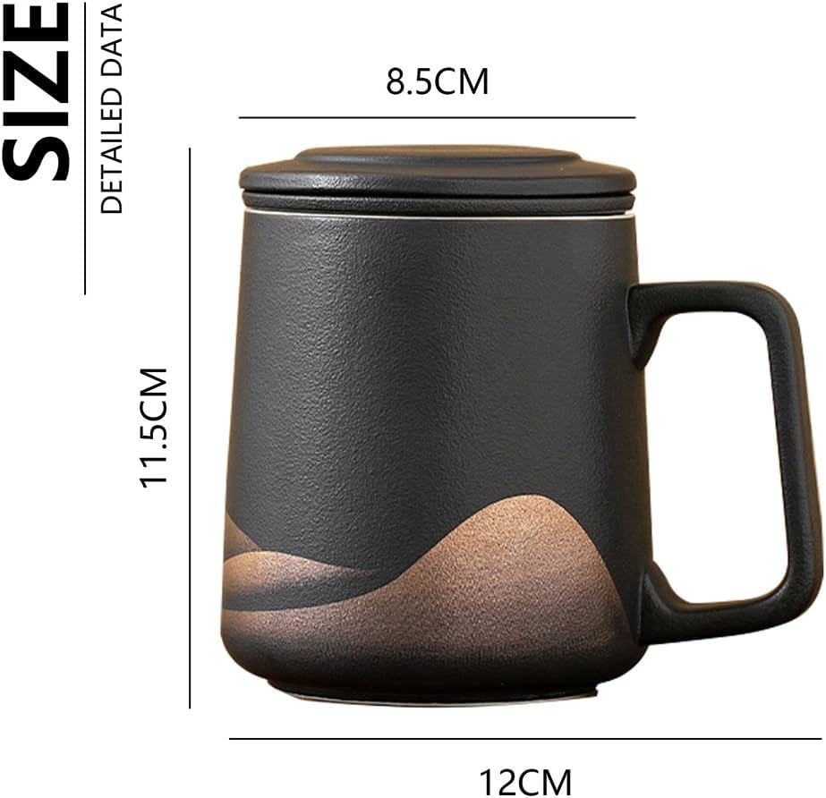 Teetasse mit Deckel und Sieb, Schwarz