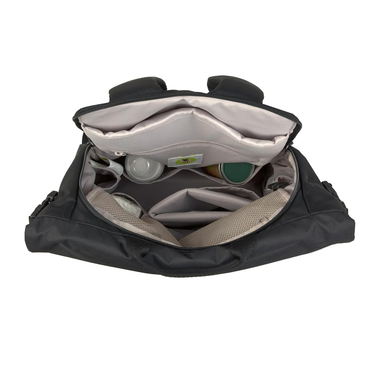 Wickelrucksack mit Wickelunterlage & Kinderwagenbefestigung, Schwarz