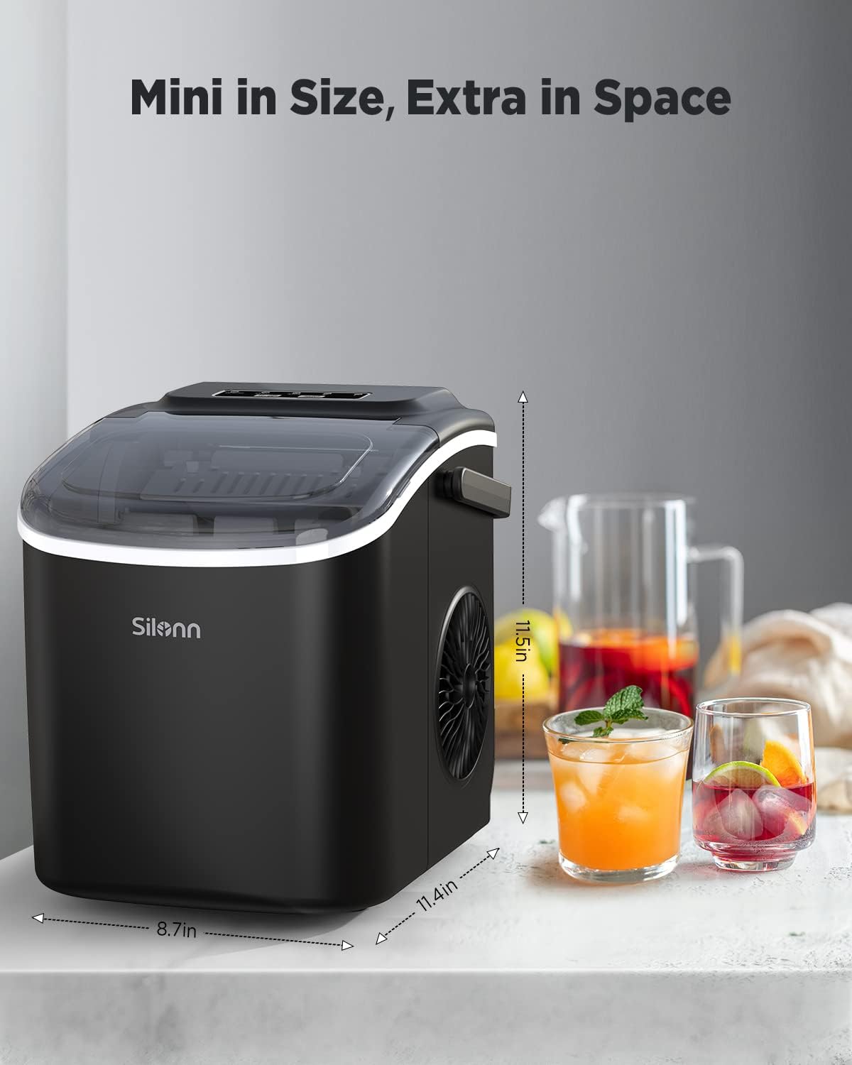 Eiswürfelmaschine, Schwarz 1.2 L