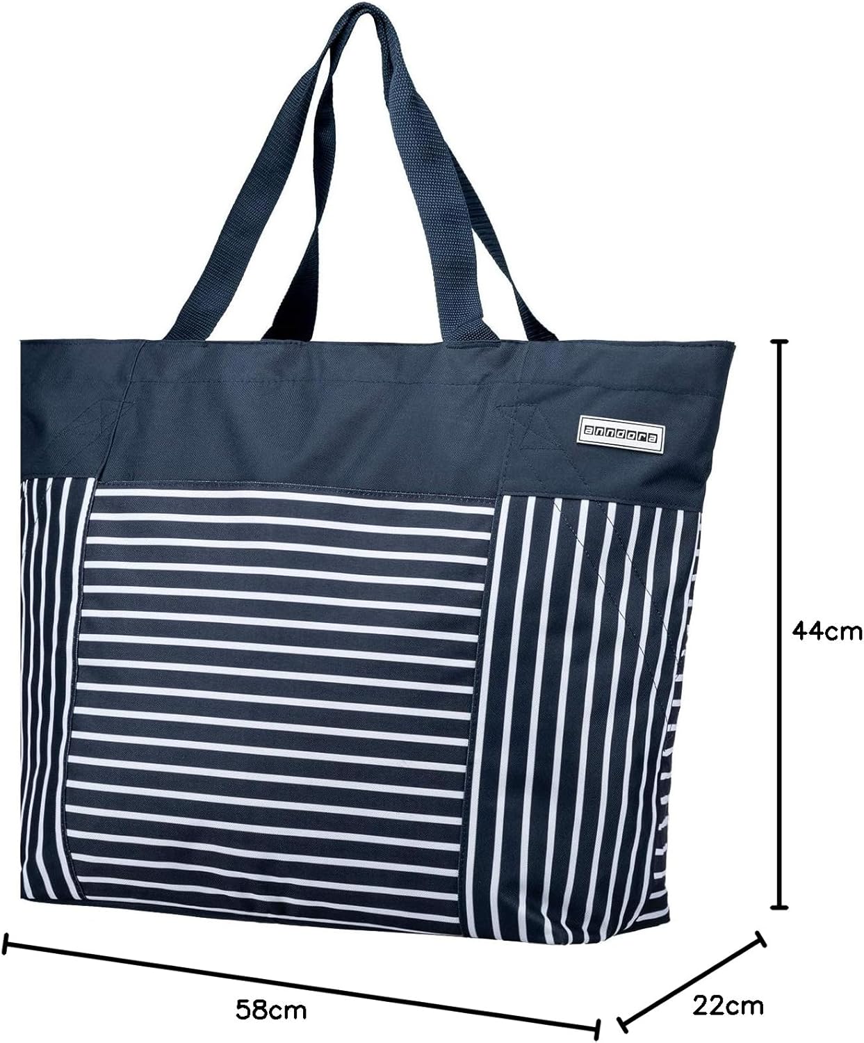 Strandtasche, Navy Blau Weiss