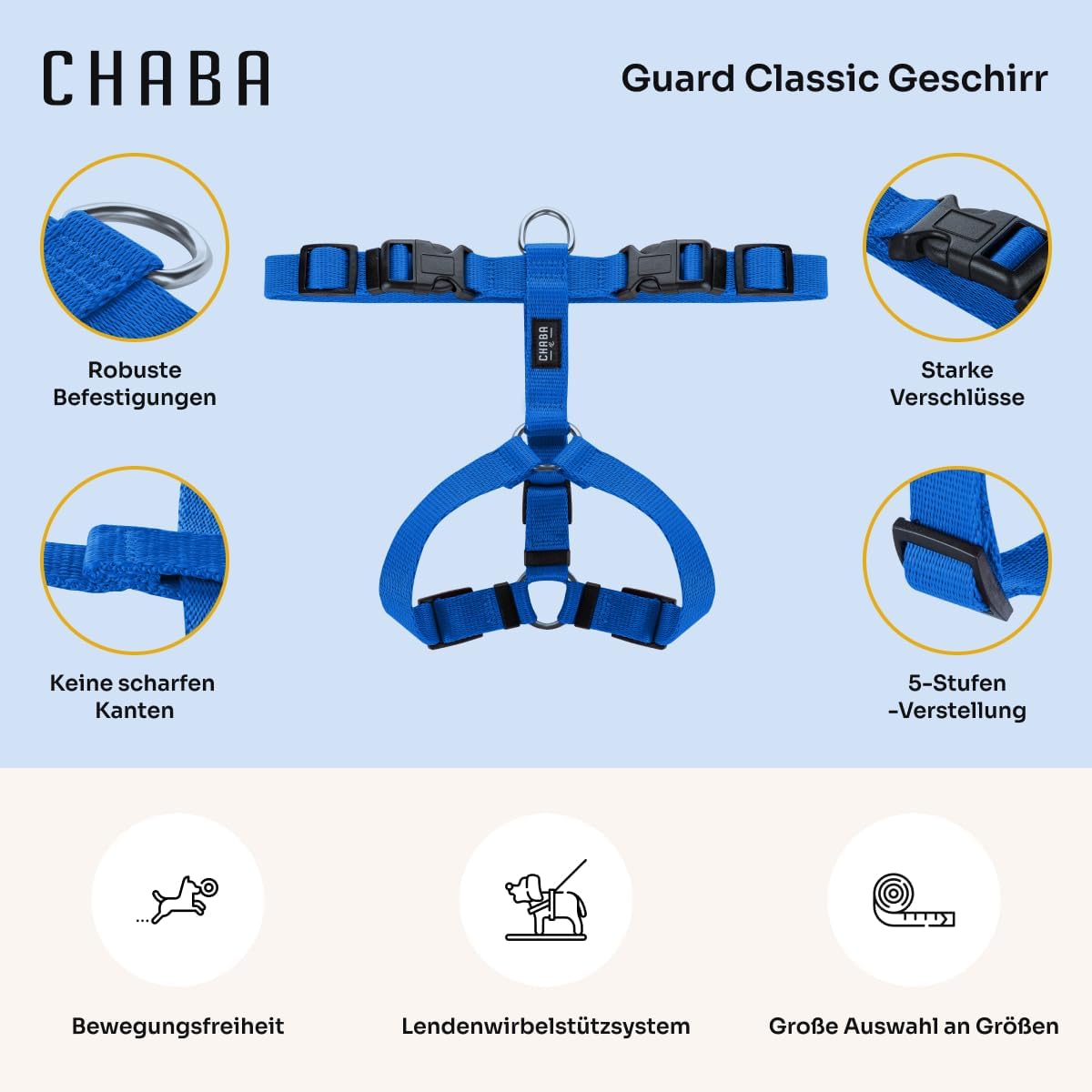 Guard - Ausbruchssicheres Hundegeschirr, M Blau
