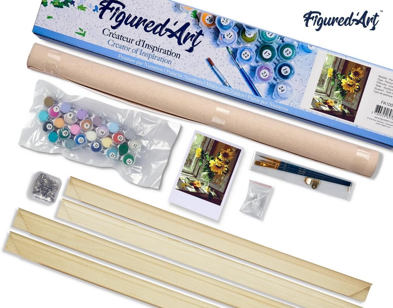 Malen Nach Zahlen Set - Sonnenblumen und Apfel vor dem Fenster, Sonnenblumen und Apfel vor dem Fenster 40x50cm Mit Keilrahmen (nicht gespannt)