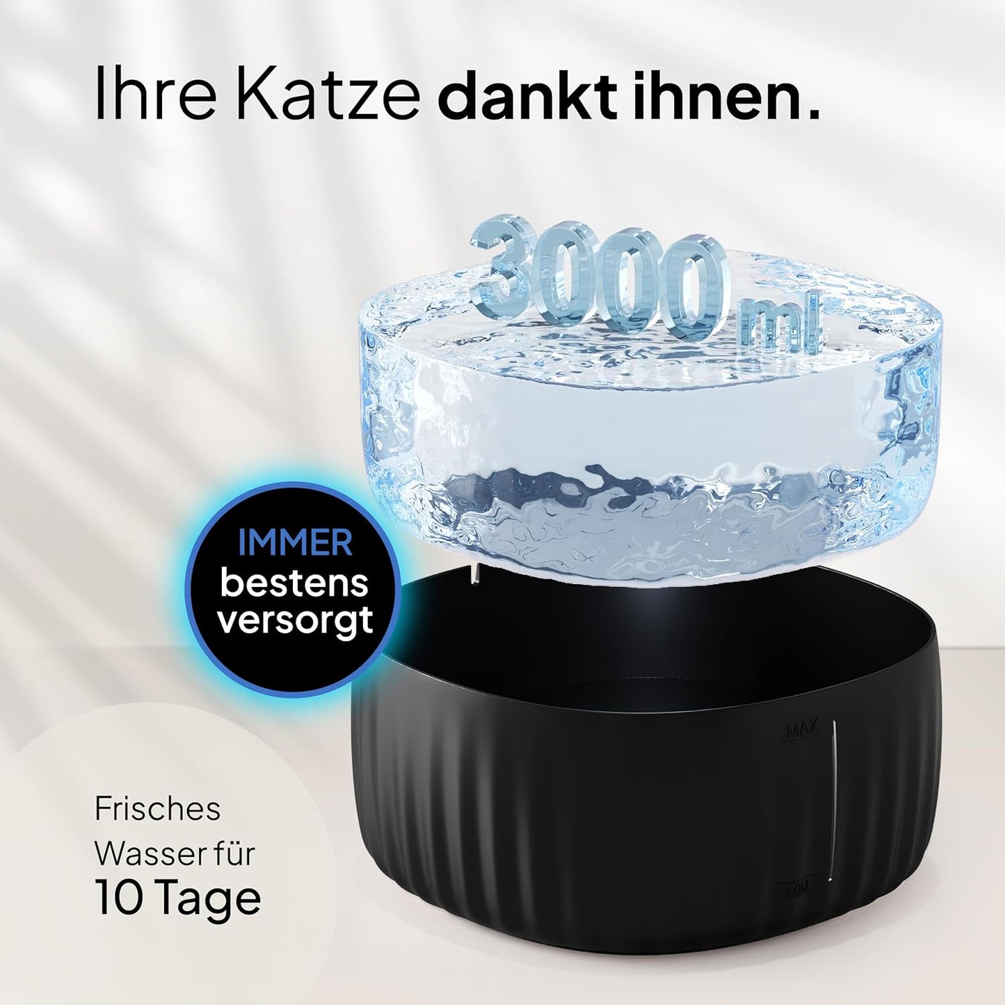 Aqua Flow Trinkbrunnen mit LED und Filter, Schwarz