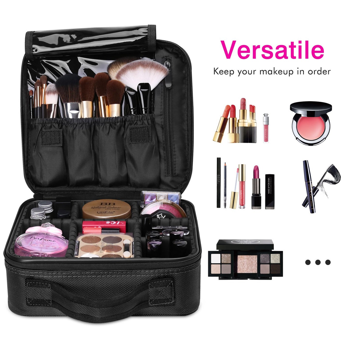 Tragbare Make-Up Kosmetiktasche, Reines Schwarz S