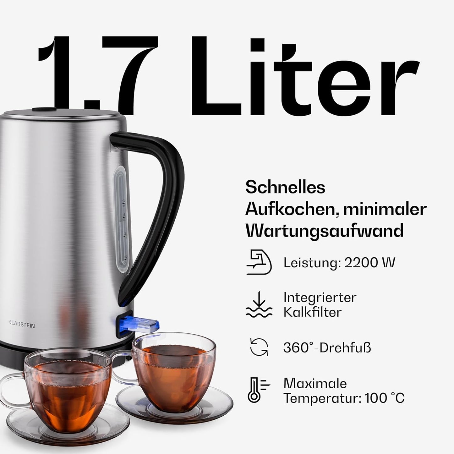 Frühstücksset mit Toaster und Wasserkocher, Edelstahl Toaster + Wasserkocher