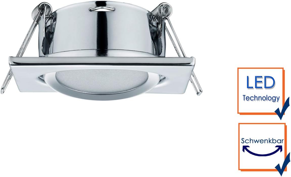 3er-Set LED-Einbauleuchten Rila, eckig 3er Chrom