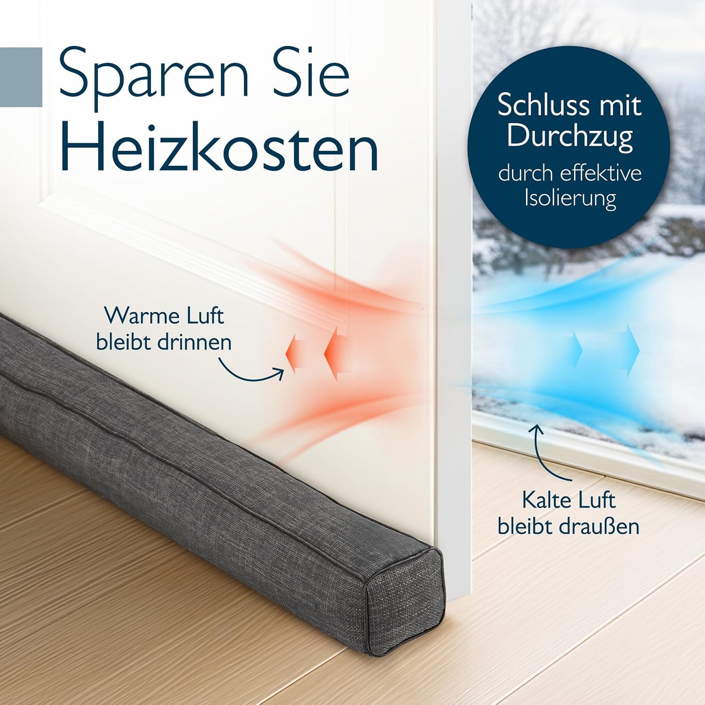 Zugluftstopper für Türen und Fenster, 100 cm, Dunkelgrau 100 cm