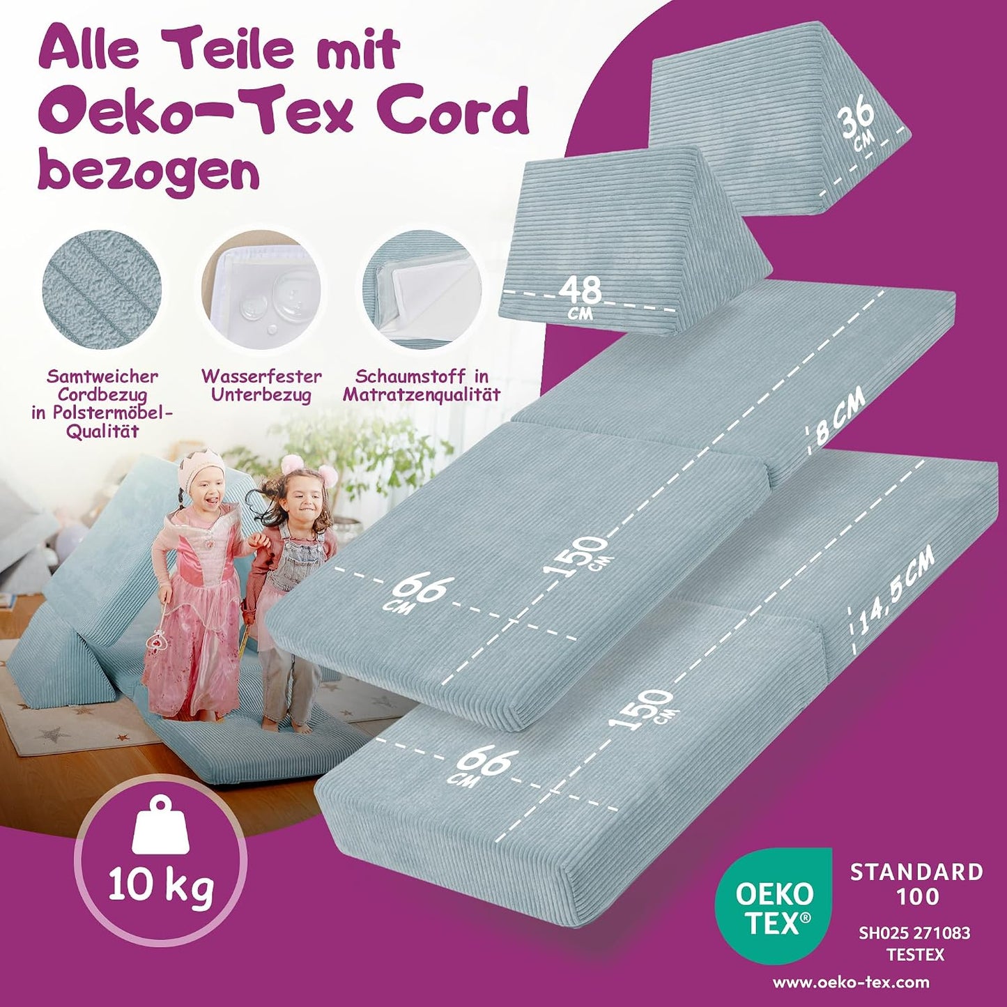 Spielsofa für Kinder, Einhornblau