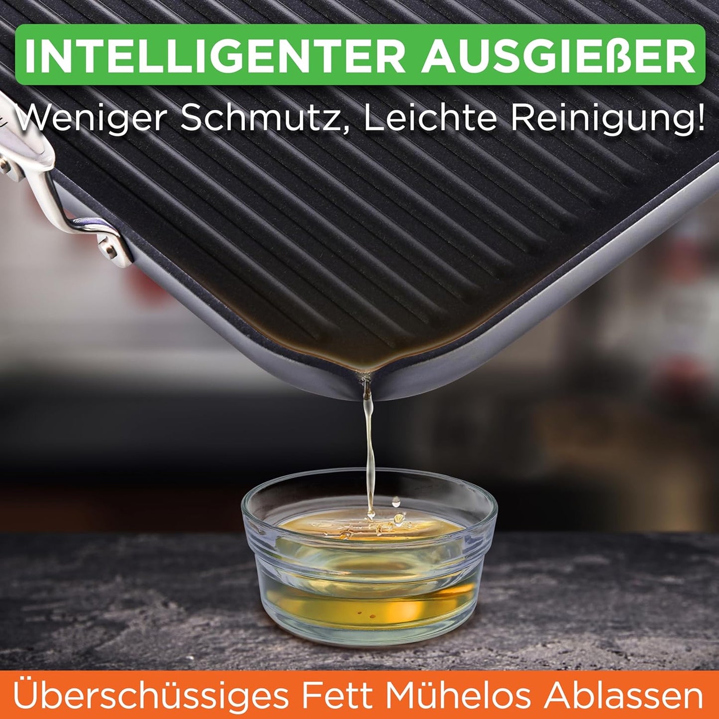 Antihaft-Grillpfanne für Gasgrill & Herd, Geriffelte Grillfläche