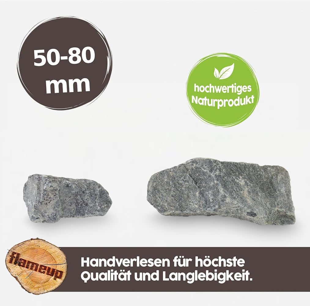 Saunasteine Set, vorgewaschen, 20 kg, 50-80 mm
