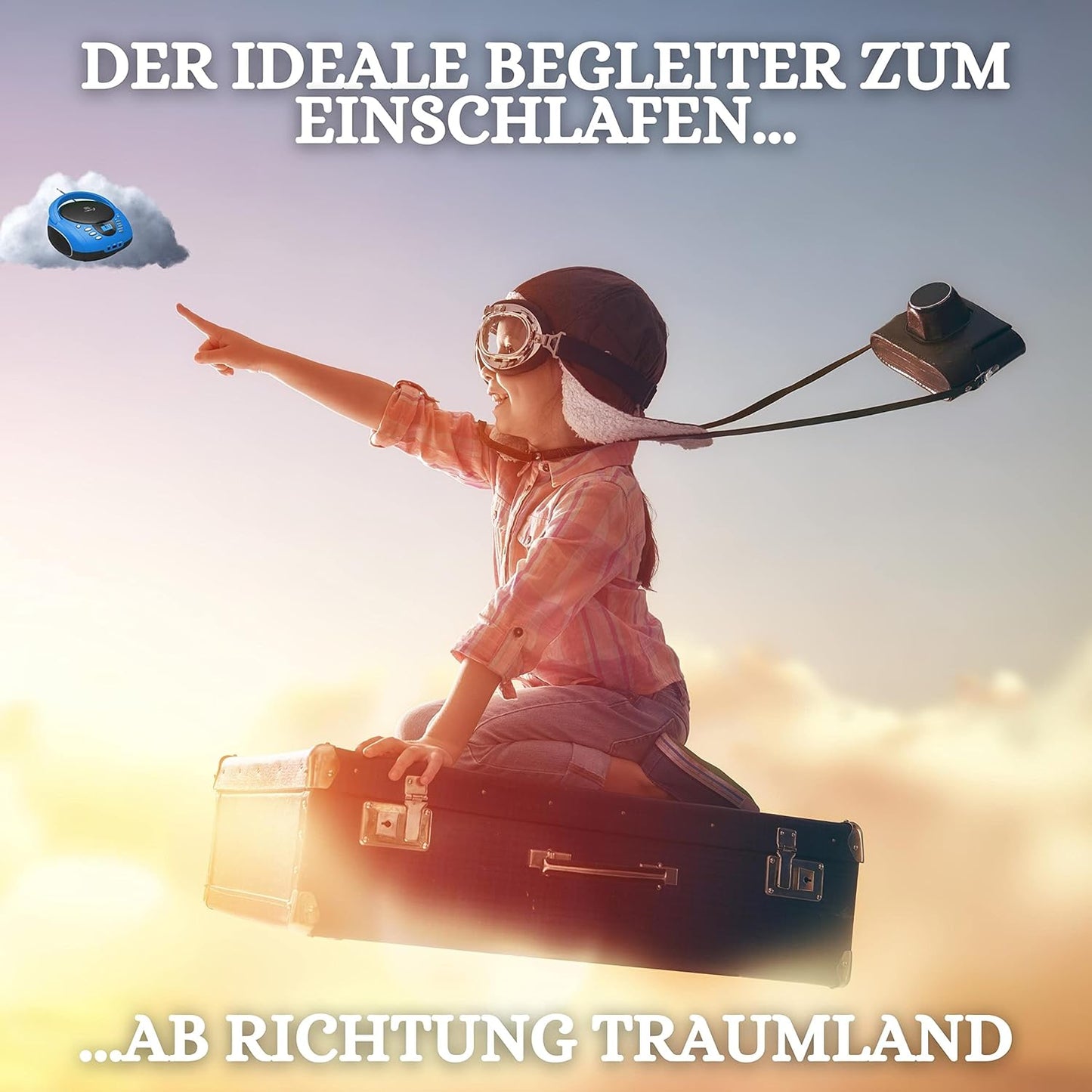 Tragbare Boombox mit CD-Player und Bluetooth, Blau