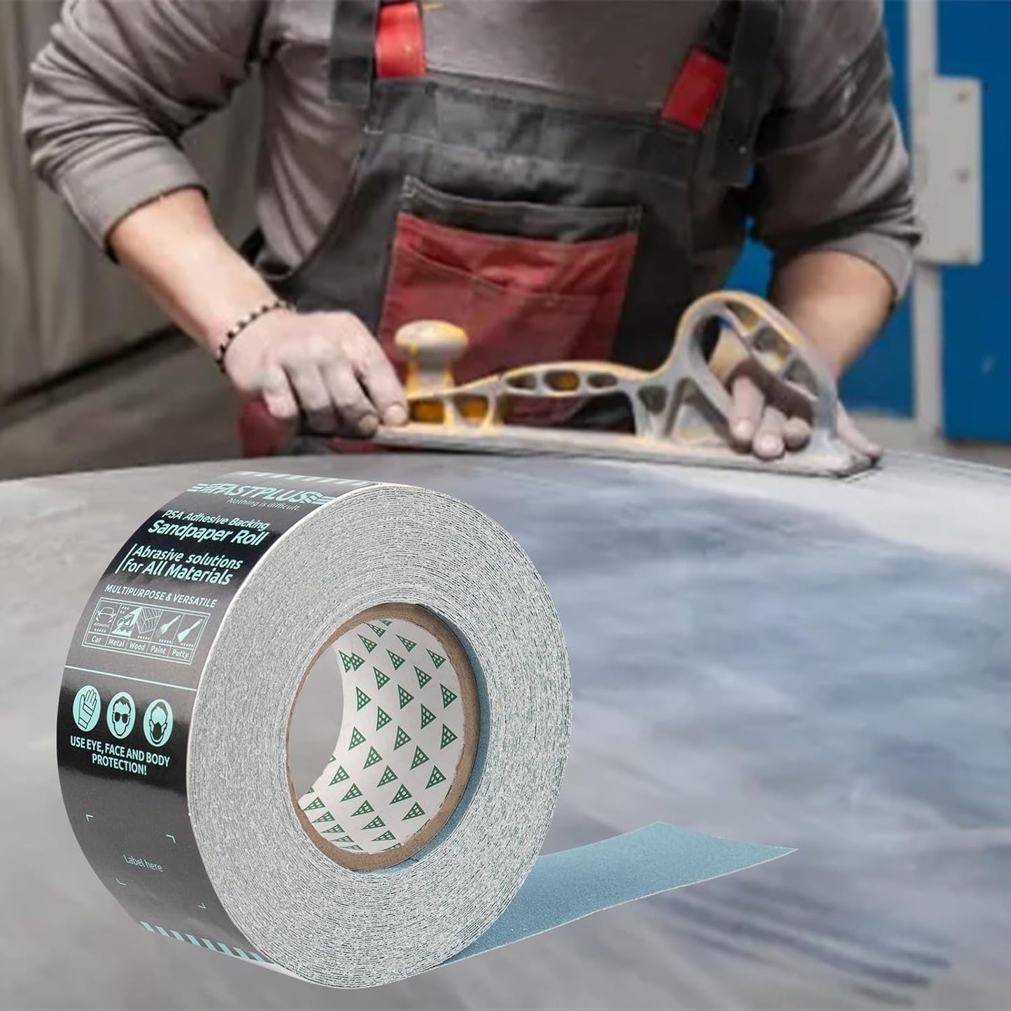 Selbstklebende Schleifpapierrolle 60 Grit für Holz & Auto, 60 Grit