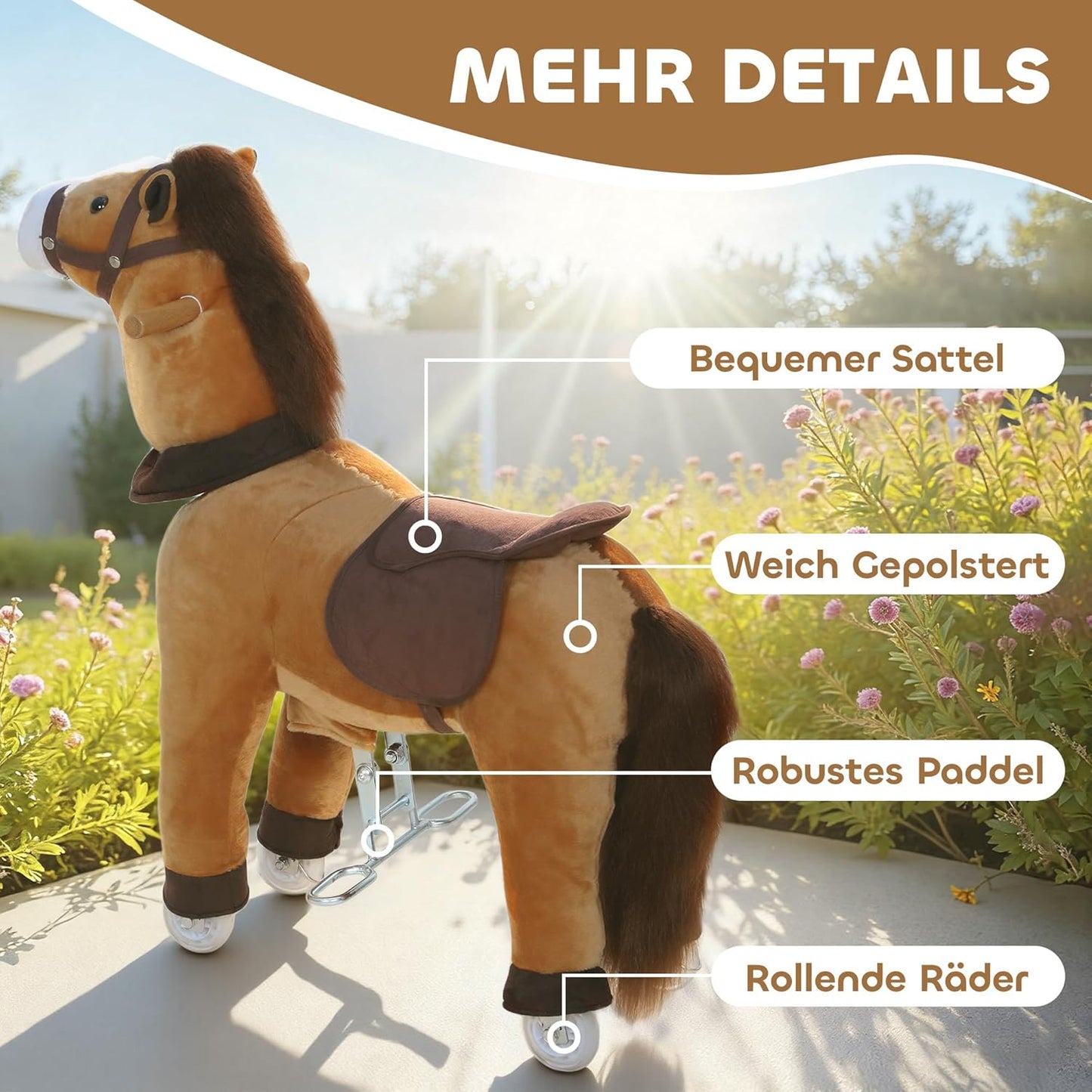 Reitpferd PP-Baumwolle, Polyester Kaffee-Braun