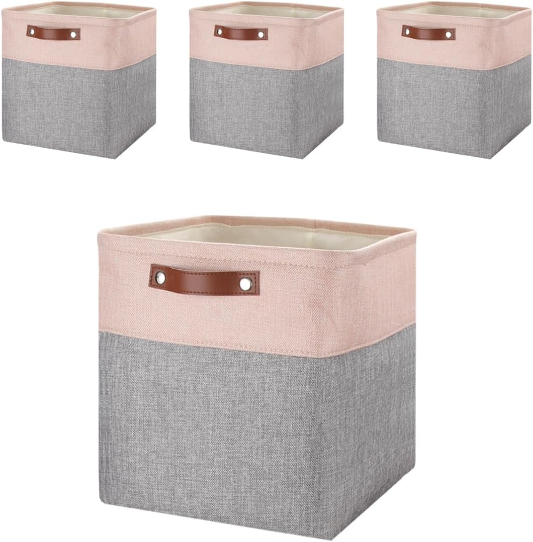 4er-Set Aufbewahrungskörbe für Kallax, 33x38x33cm-4er-Pack Grau Rosa