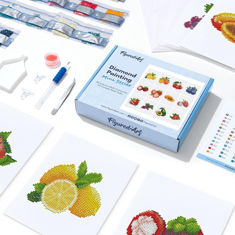 Mini Serie Diamond Painting Set mit 12 Stück, Früchte PROBLEMYOUMUSTCHECK