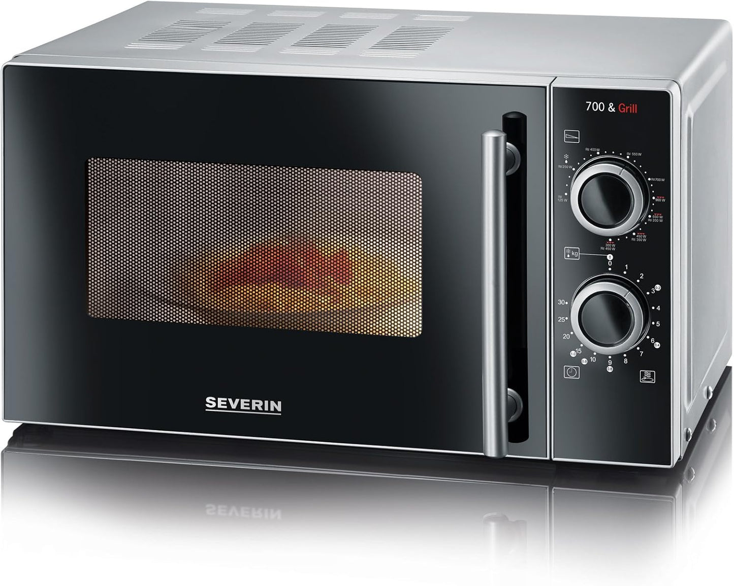 2-in-1 Mikrowelle mit Grillfunktion MW 7771, 20L, Schwarz, mit Grillfunktion