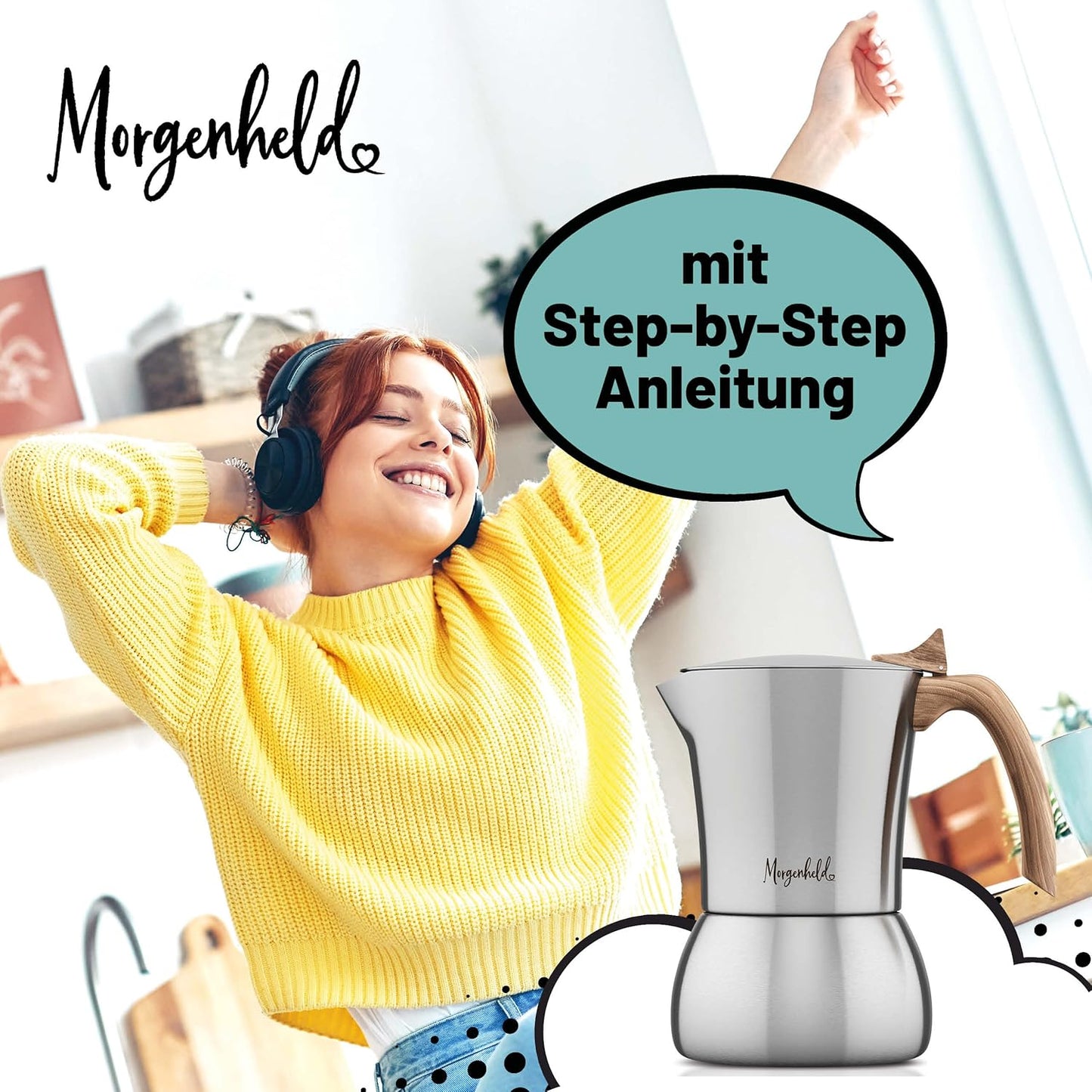Espressokocher Flow mit Reduziersieb, Espressomaker FLOW 200ml + Sieb