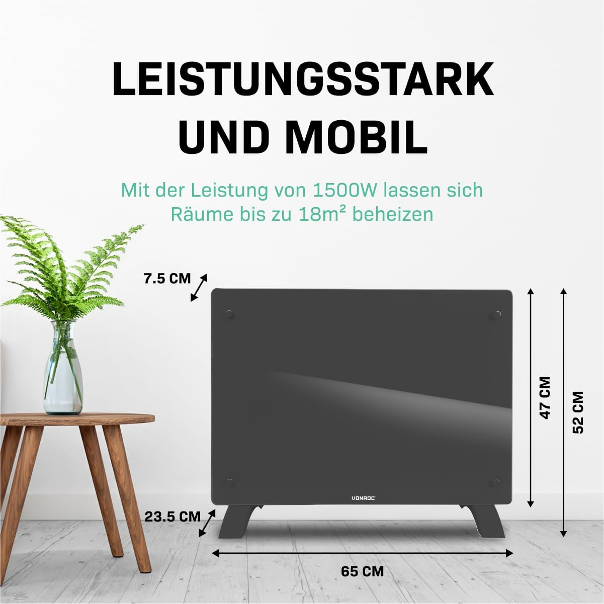 Elektroheizung, Grau 1500W