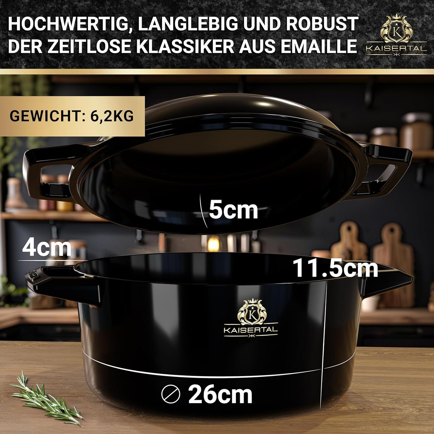 2in1 Bräter mit Deckel, 26cm Emailliert