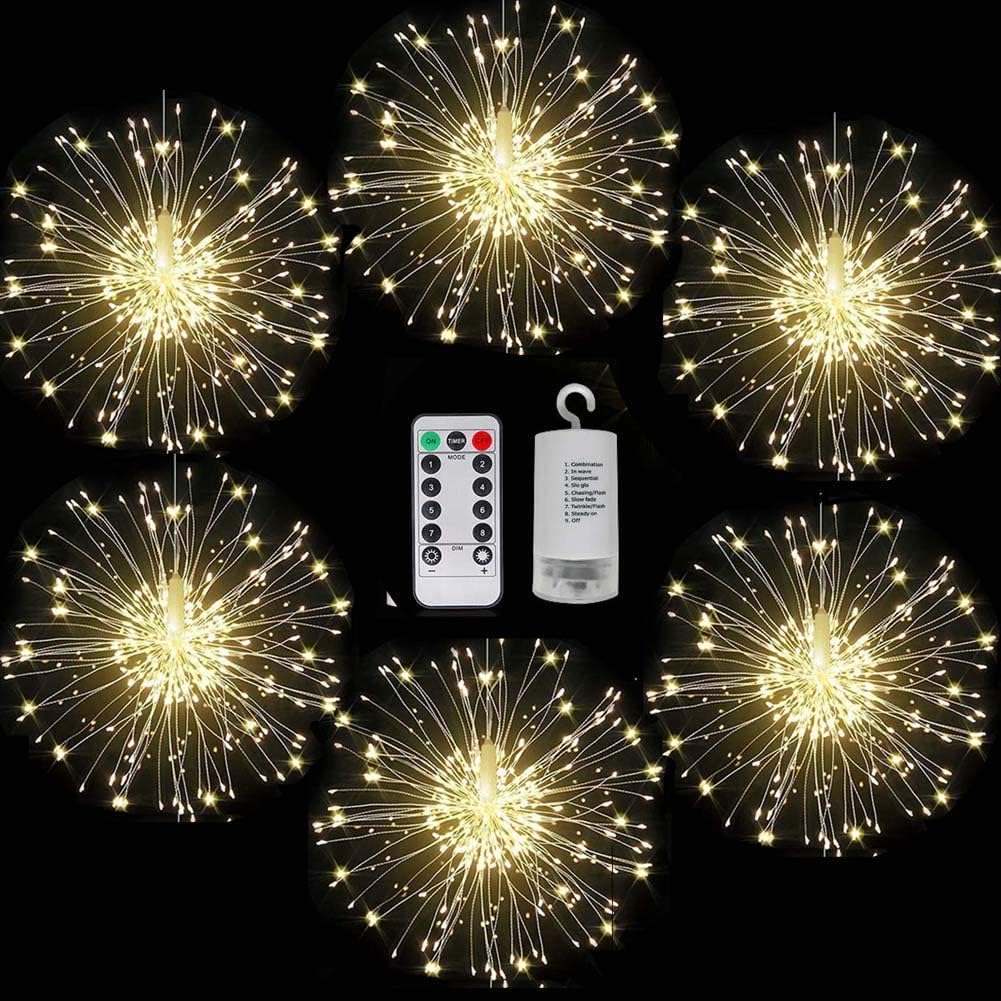 Feuerwerk-Lichterketten-Set mit Fernbedienung, 6 Stück, 6