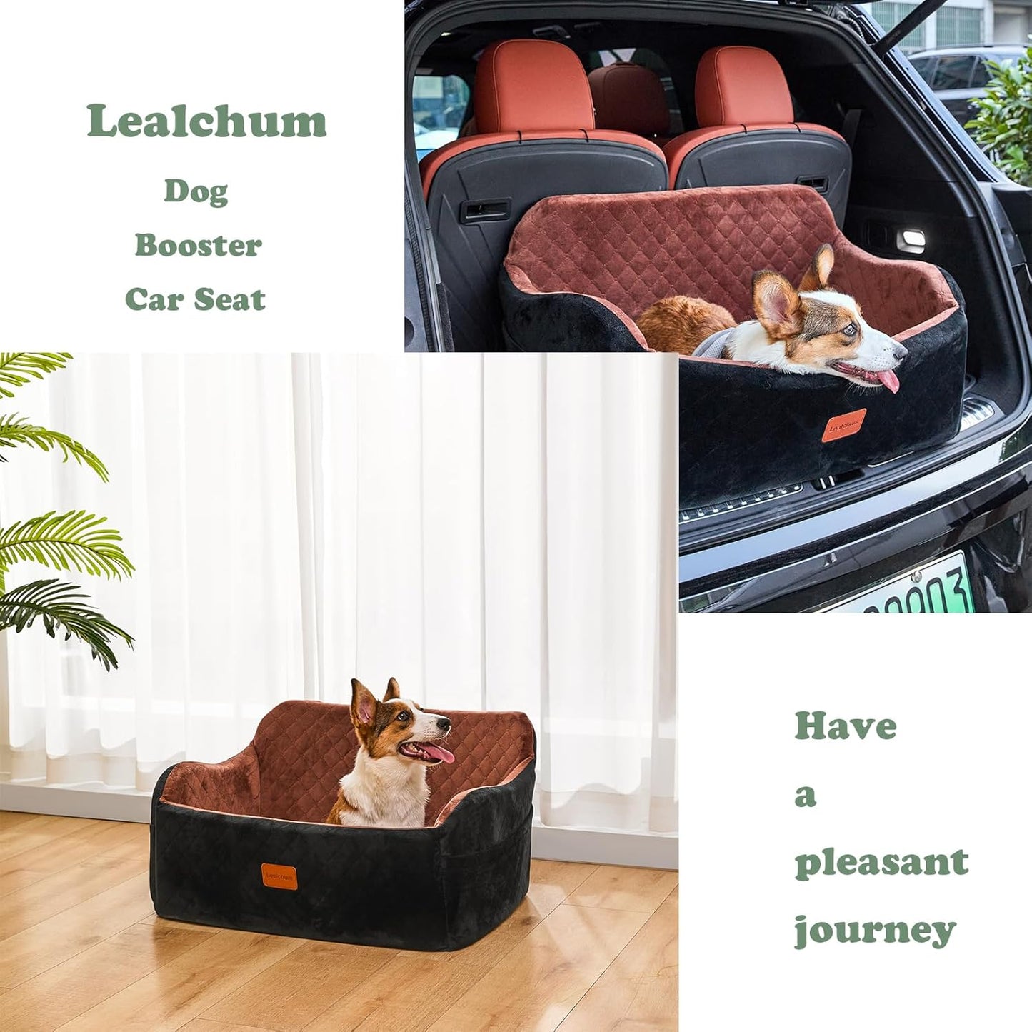 Hundeautositz für 2 Hunde, Black/Grey Large