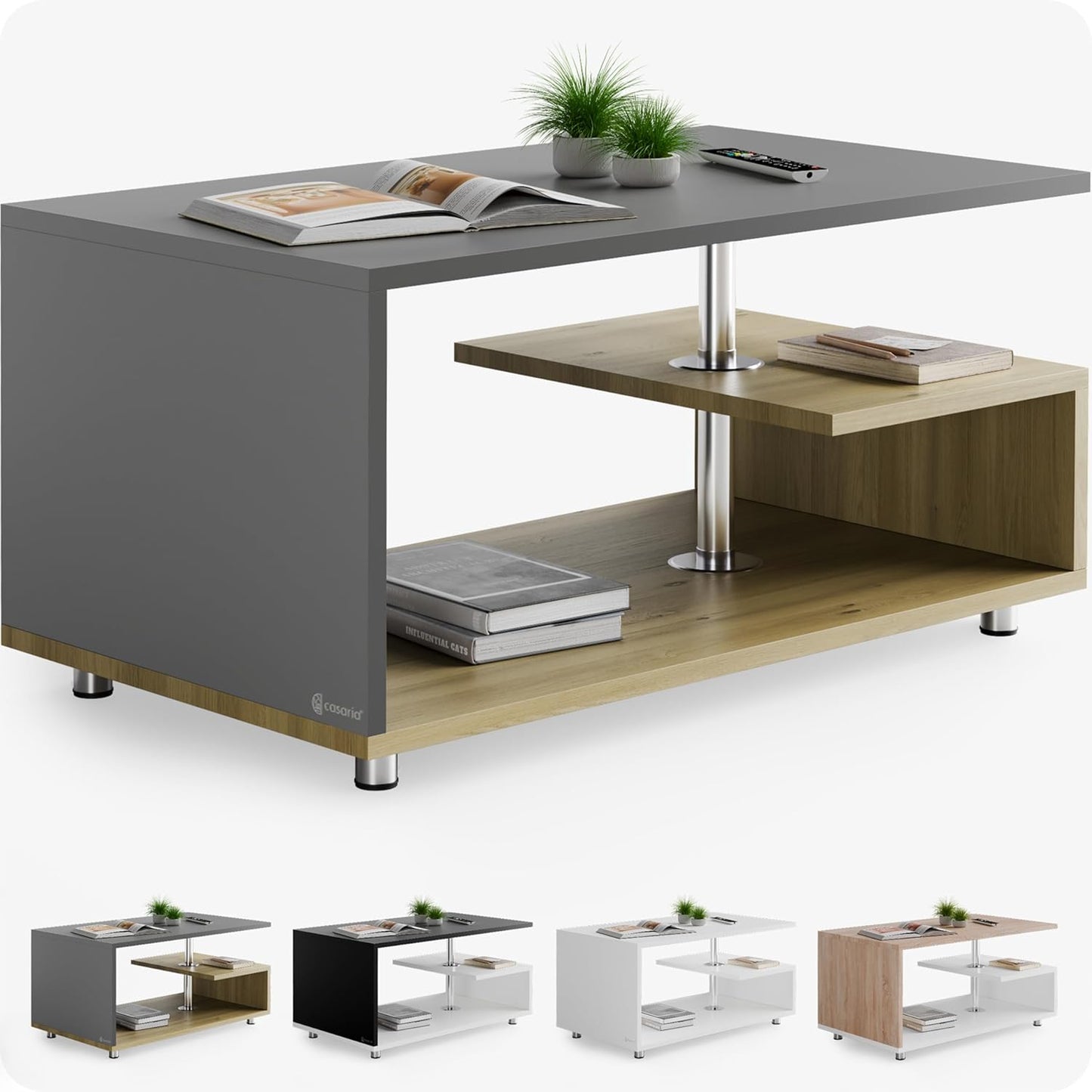 Couchtisch Orlando, Holz-grau